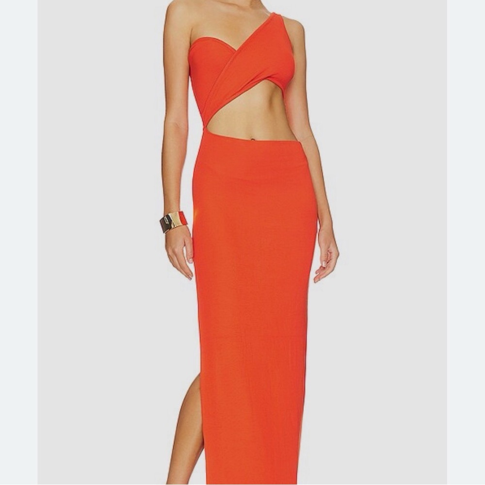 Elegant One Shoulder Orange Dress